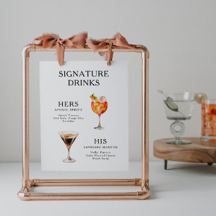 Signature Drankjes Huwelijks Cocktail Menu Poster