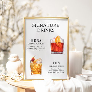 Signature Drankjes Huwelijks Cocktail Menu Poster
