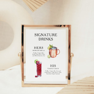 Signature Drankjes Huwelijks Cocktail Menu Poster