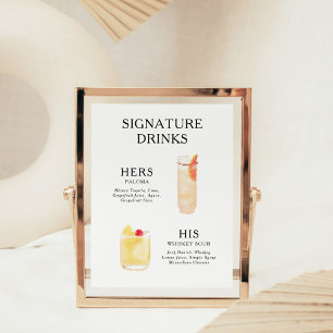 Signature Drankjes Huwelijks Cocktail Menu Poster