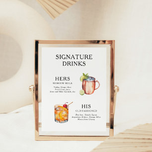 Signature Drankjes Huwelijks Cocktail Menu Poster