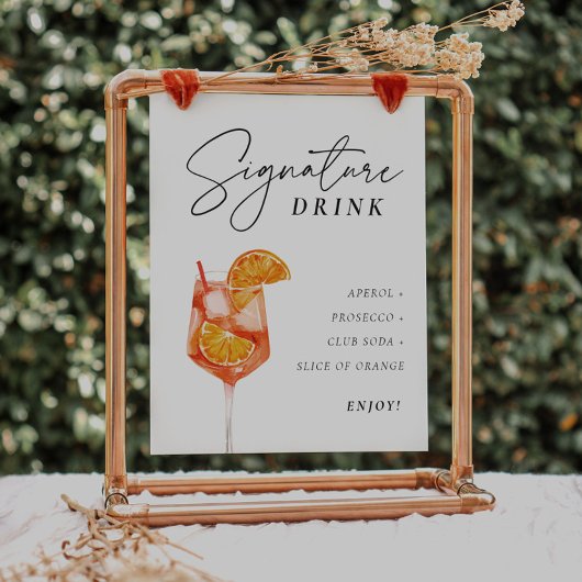 Signature Drink Aperol Bridal Shower Sign Poster