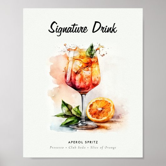 Signature Drink Aperol Spritz Vrijgezellenfeest Poster (Voorkant)
