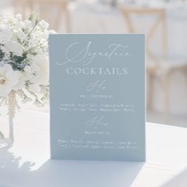 Signature Drink Dusty Blue & White Wedding Menu