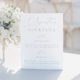 Signature Drink Dusty Blue & White Wedding Menu