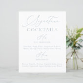 Signature Drink Dusty Blue & White Wedding Menu (Staand voorkant)