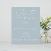 Signature Drink Dusty Blue & White Wedding Menu (Staand voorkant)