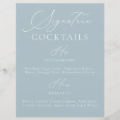 Signature Drink Dusty Blue & White Wedding Menu (Voorkant)