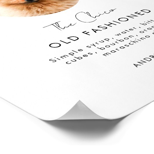 Signature Drink Menu Pet Dog Foto Trouwbord Poster (Hoek)