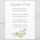 Signature Drink Menu Sign Wildflower Paper Sheet (Voorkant)