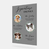 Signature Drink Pet Wedding 3 Foto Cocktail Acryl Bord (Hoek)