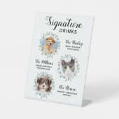 Signature Drink Pet Wedding 3 Foto Cocktail Reclamebord Met Voetstuk (Voorkant)
