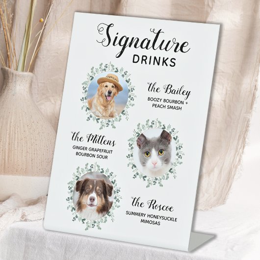 Signature Drink Pet Wedding 3 Foto Cocktail Reclamebord Met Voetstuk