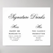 Signature Drink Simple Black & White Wedding Sign Poster (Voorkant)
