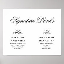 Signature Drink Simple Black & White Wedding Sign