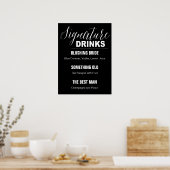Signature Drink Wedding sign black background Poster (Keuken)