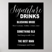 Signature Drink Wedding sign black background Poster (Voorkant)