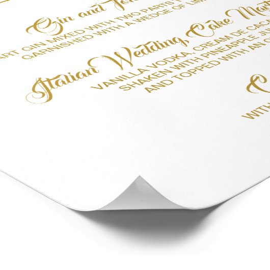 Signature Drink Wedding Sign - Gold Foil (Faux) Poster (Hoek)