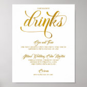 Signature Drink Wedding Sign - Gold Foil (Faux) Poster (Voorkant)