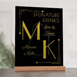 Signature Drinken Art Deco 1920s Bruiloft Acryl Bord