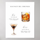 Signature Drinken Bruiloft Cocktails Poster (Voorkant)