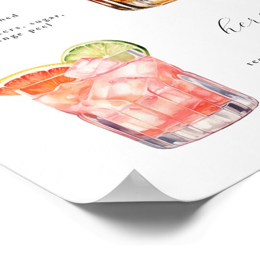 Signature Drinken Bruiloft Cocktails Poster (Hoek)
