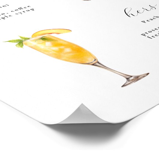 Signature Drinken Bruiloft Cocktails Poster (Hoek)