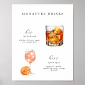 Signature Drinken Bruiloft Cocktails Poster (Voorkant)