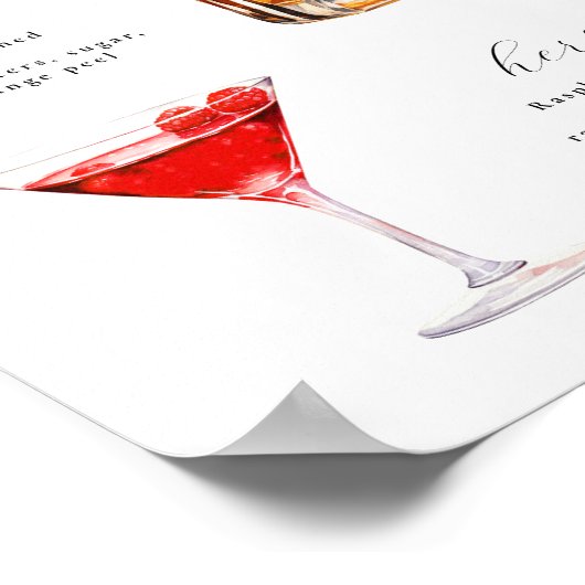 Signature Drinken Bruiloft Cocktails Poster (Hoek)