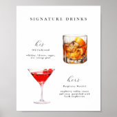 Signature Drinken Bruiloft Cocktails Poster (Voorkant)