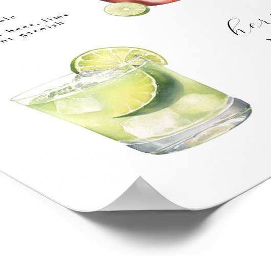 Signature Drinken Bruiloft Cocktails Poster (Hoek)
