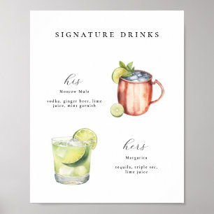 Signature Drinken Bruiloft Cocktails Poster