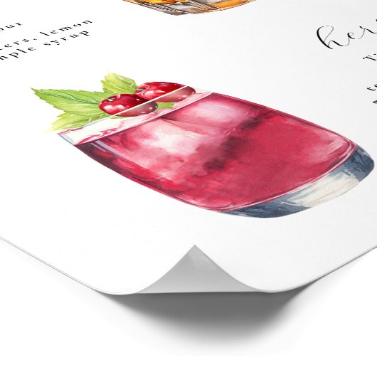 Signature Drinken Bruiloft Cocktails Poster (Hoek)