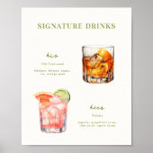 Signature Drinken Bruiloft Cocktails Poster (Voorkant)