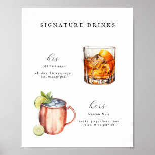Signature Drinken Bruiloft Cocktails Poster