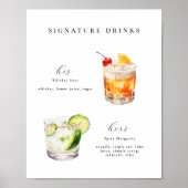 Signature Drinken Bruiloft Cocktails Poster (Voorkant)