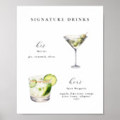 Signature Drinken Bruiloft Cocktails Poster (Voorkant)