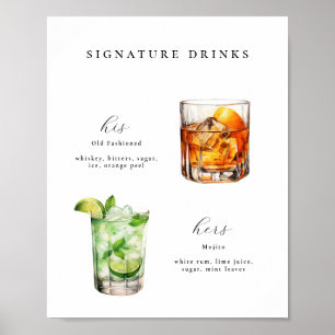 Signature Drinken Bruiloft Cocktails Poster