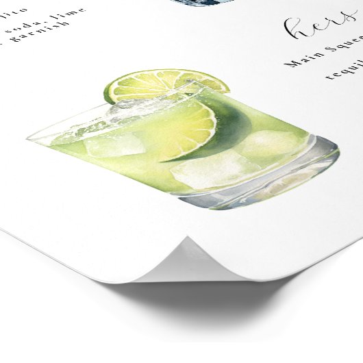 Signature Drinken Bruiloft Cocktails Poster (Hoek)