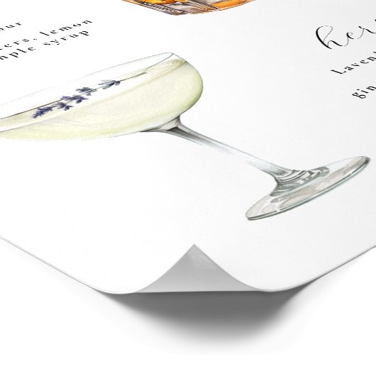Signature Drinken Bruiloft Cocktails Poster (Hoek)