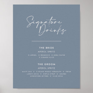 Signature drinken bruiloft modern minimal stoffig  poster