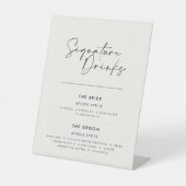 Signature drinken bruiloft modern minimal wit reclamebord met voetstuk (Voorkant)