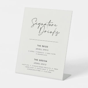 Signature drinken bruiloft modern minimal wit reclamebord met voetstuk