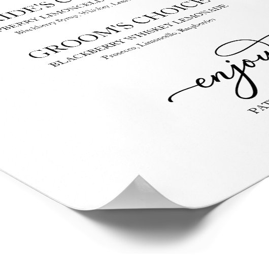 Signature Drinken Chic Black Script Poster (Hoek)