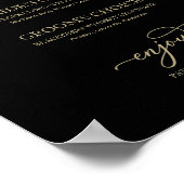 Signature Drinken Chic Gold Script Black Sign Poster (Hoek)