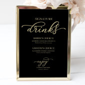 Signature Drinken Chic Gold Script Black Sign Poster