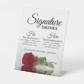 Signature Drinken Elegant Red Rose bruiloft Reclamebord Met Voetstuk (Voorkant)
