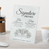 Signature Drinken Lavendel & Eucalyptus Bruiloft Reclamebord Met Voetstuk (Insitu)