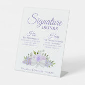 Signature Drinken Lavendel Rozen & Bloesems Bruilo Reclamebord Met Voetstuk (Voorkant)