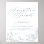 Signature Drinken Modern  Blue Wedding Poster (Voorkant)